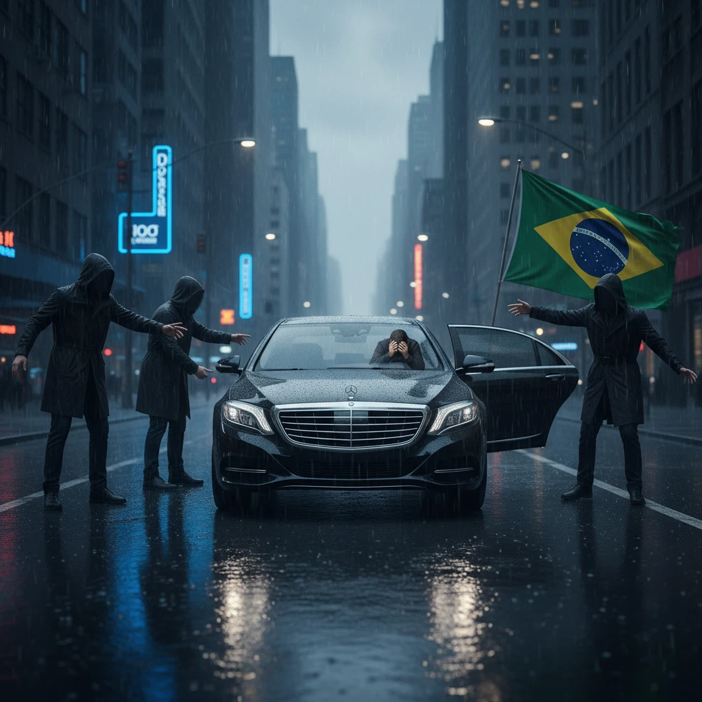 Cena urbana representando a dinâmica dos mercados financeiros e algoritmos automatizados